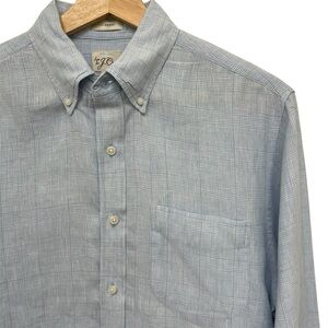J Crew Baird McNutt Irish Linen Light Blue Plaid Long Sleeve Button-Down Shirt-S